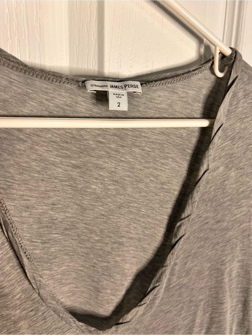 James Perse Women’s Size 2 Heather Gray Deep V-Neck Short Sleeve Tee Cotton - Picture 3 of 5